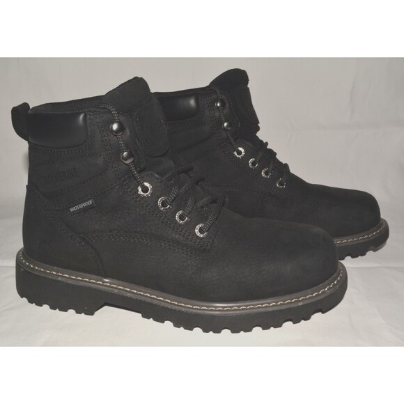 Wolverine Steel Toe Waterproof Work Boots Black Leather Men’s 9.5 W ASTM F2413-1 - Picture 1 of 11